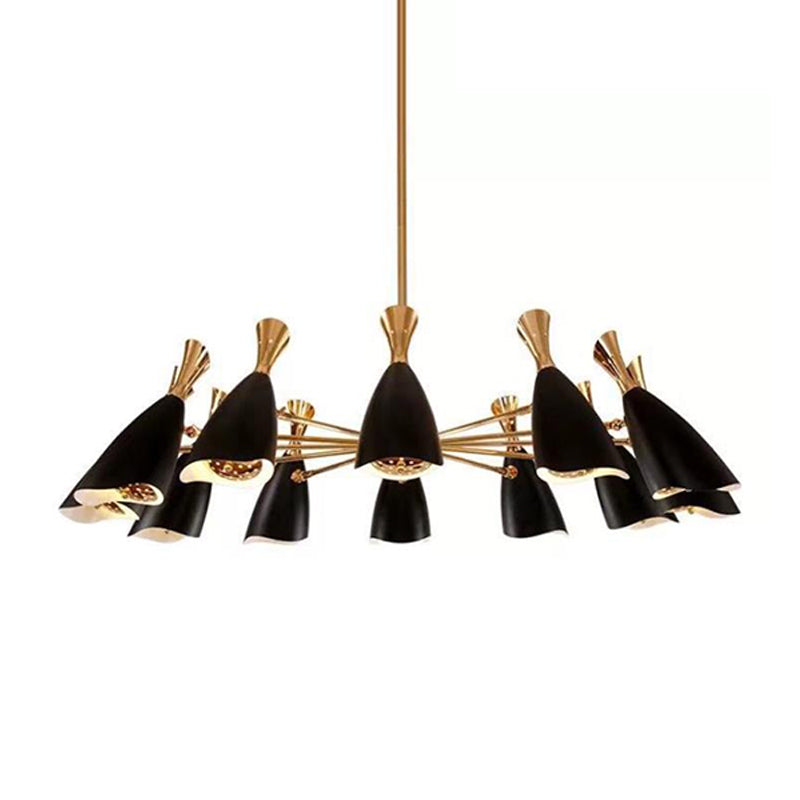 Horn-Shaped LED Suspension Light: Metallic Simplicity Chandelier for Living Room