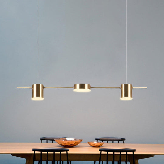 Modern Led Pendant Light For Dining Room - Linear Shaped Metallic Finish Island & Hanging