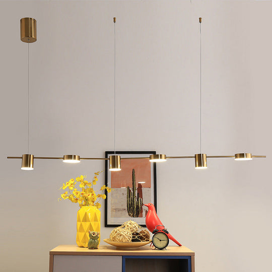 Modern Led Pendant Light For Dining Room - Linear Shaped Metallic Finish Island & Hanging 6 / Gold