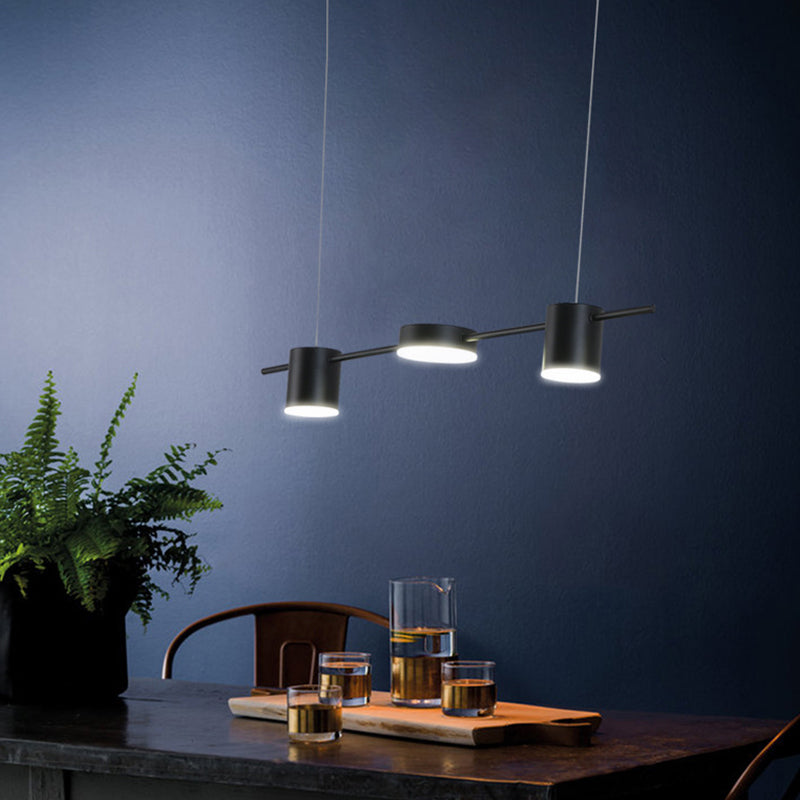 Modern Led Pendant Light For Dining Room - Linear Shaped Metallic Finish Island & Hanging 3 / Black