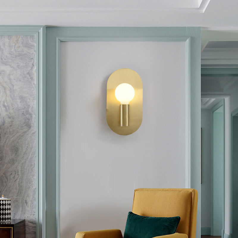 Postmodern Oval Metallic Wall Light: 1-Light Brass Lamp