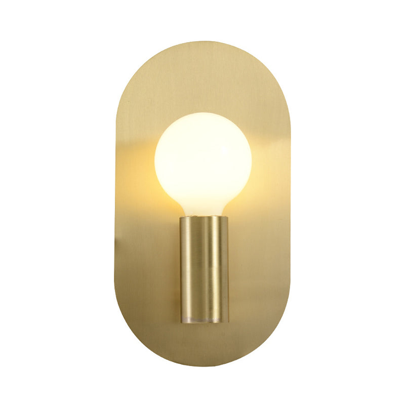 Postmodern Oval Metallic Wall Light: 1-Light Brass Lamp