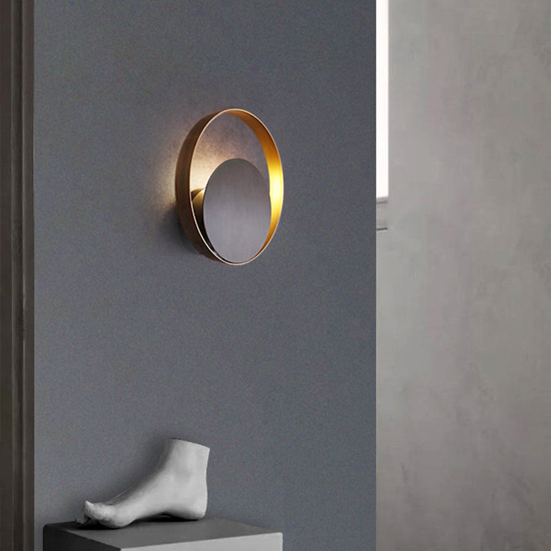 Black Ring Wall Mount Led Lamp For Modern Living Room Décor / White