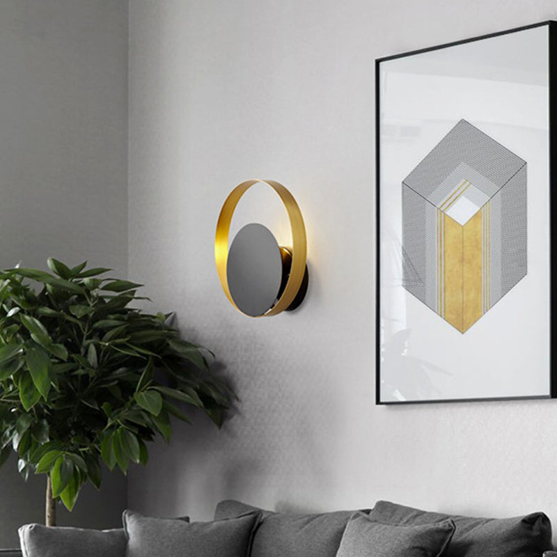 Black Ring Wall Mount Led Lamp For Modern Living Room Décor