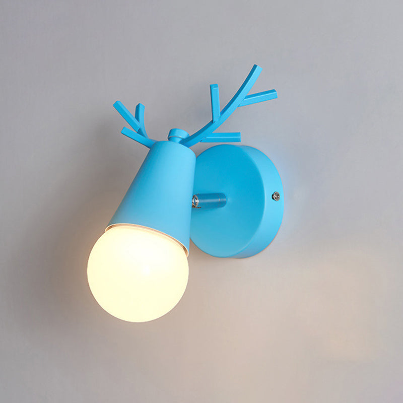 Antler Cone Sconce Light - Nordic Stylish Wall For Bedside With 1 Bulb Blue