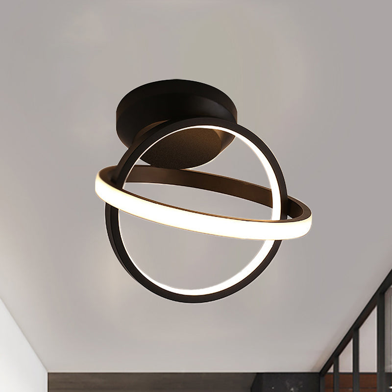 Modern LED Acrylic Semi Flush Mount Gyro Ceiling Light in White/Black