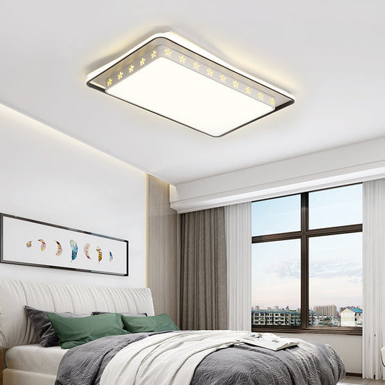 Modern LED Flush Mount Ceiling Light with Acrylic Diffuser - Ideal for Bedrooms & More