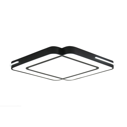 Modern Led Flush Mount Light Fixture With Acrylic Shade - Black/White Square Design White