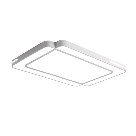 Modernist Rectangular Flush Mount Acrylic LED Ceiling Light - White/Black - Ideal for Living Room - 35.5"/43" Wide