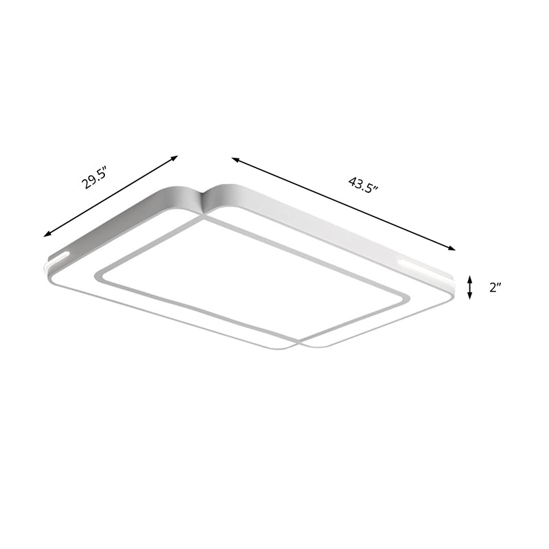 Modernist Rectangular Flush Mount Acrylic LED Ceiling Light - White/Black - Ideal for Living Room - 35.5"/43" Wide