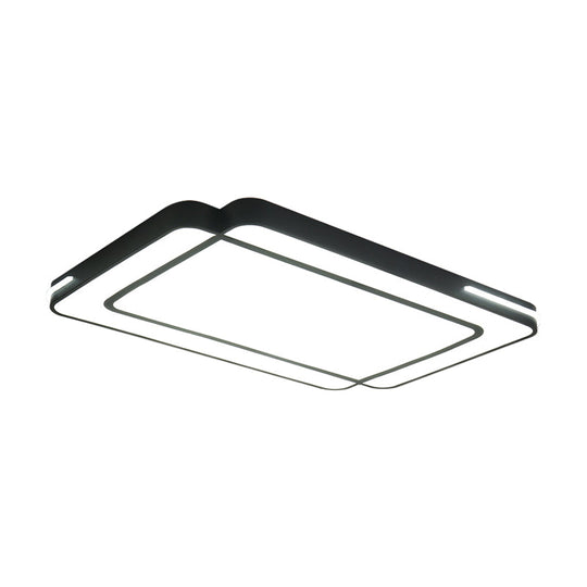 Modernist Rectangular Flush Mount Acrylic LED Ceiling Light - White/Black - Ideal for Living Room - 35.5"/43" Wide