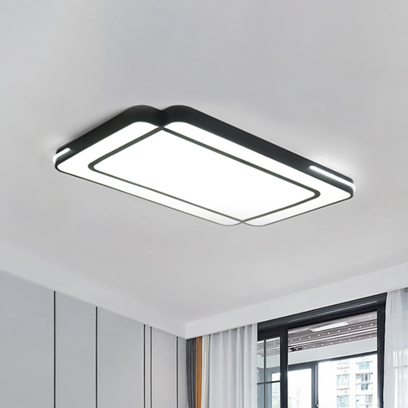 Modernist Rectangular Flush Mount Acrylic Led Ceiling Light - White/Black Ideal For Living Room