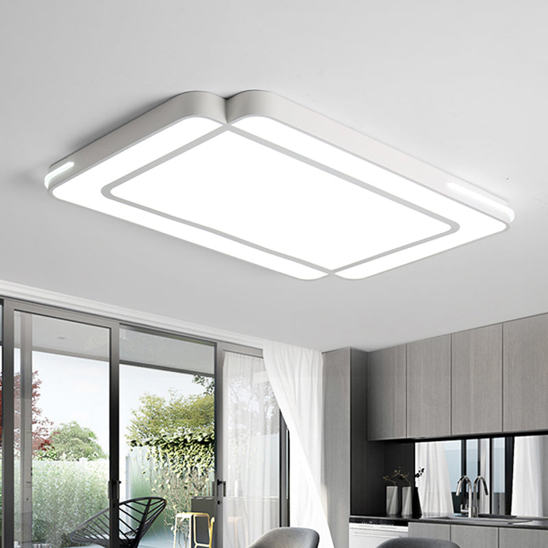 Modernist Rectangular Flush Mount Acrylic LED Ceiling Light - White/Black - Ideal for Living Room - 35.5"/43" Wide