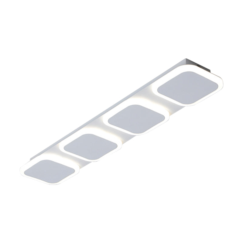 Modern Rectangle Flush LED Ceiling Light Fixture with Acrylic Shade - 4/5 Lights, White/Warm Light for Bedroom