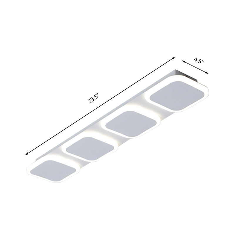 Modern Rectangle Flush LED Ceiling Light Fixture with Acrylic Shade - 4/5 Lights, White/Warm Light for Bedroom