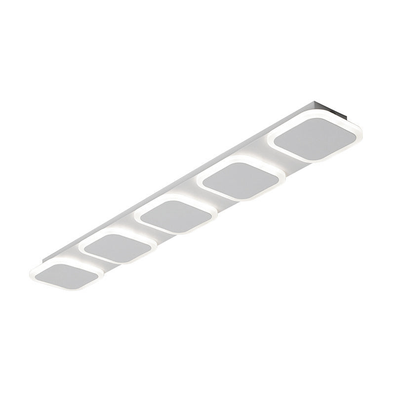 Modern Rectangle Flush LED Ceiling Light Fixture with Acrylic Shade - 4/5 Lights, White/Warm Light for Bedroom