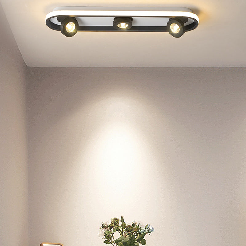 Modern Rectangular Flush Ceiling Lamp in Warm/White Light - Acrylic, 4/6/8 Lights, Black - Ideal for Living Room