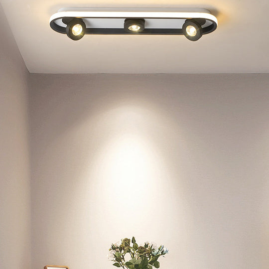 Modern Rectangular Flush Ceiling Lamp in Warm/White Light - Acrylic, 4/6/8 Lights, Black - Ideal for Living Room