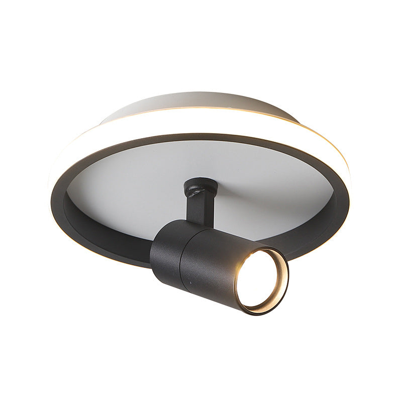 Contemporary LED Flush Mount Ceiling Light in Black/White with Warm/White Light