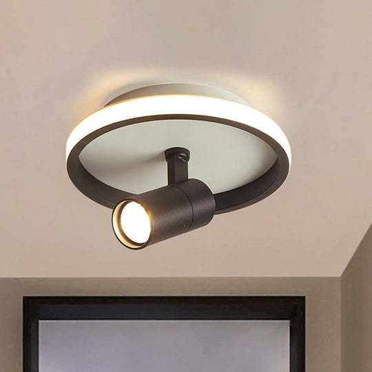 Contemporary LED Flush Mount Ceiling Light in Black/White with Warm/White Light