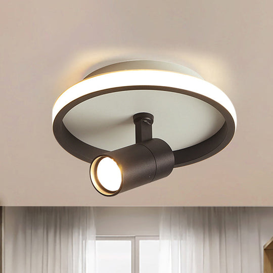 Contemporary LED Flush Mount Ceiling Light in Black/White with Warm/White Light