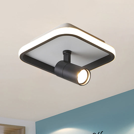 Contemporary LED Flush Mount Ceiling Light in Black/White with Warm/White Light