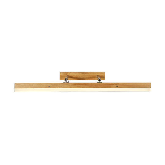 Contemporary Wood Led Wall Mounted Vanity Lamp - Linear Light In White/Warm Multiple Width Options