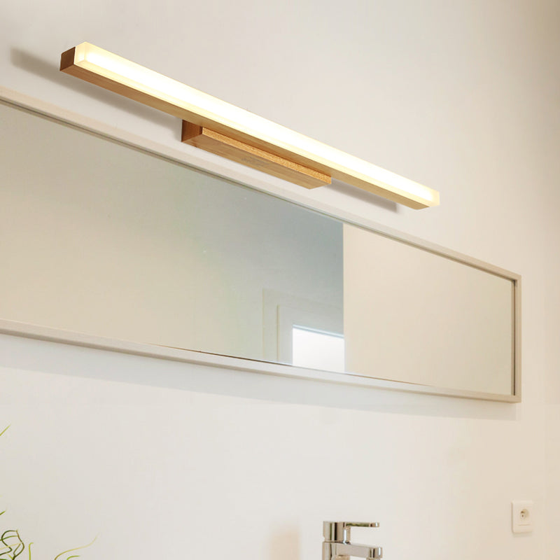 Modern Wood Linear Vanity Led Light In 3 Sizes With White Or Warm Option / 16