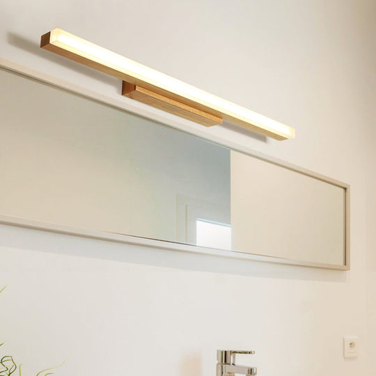 Modern Wood Linear Vanity Led Light In 3 Sizes With White Or Warm Option / 16