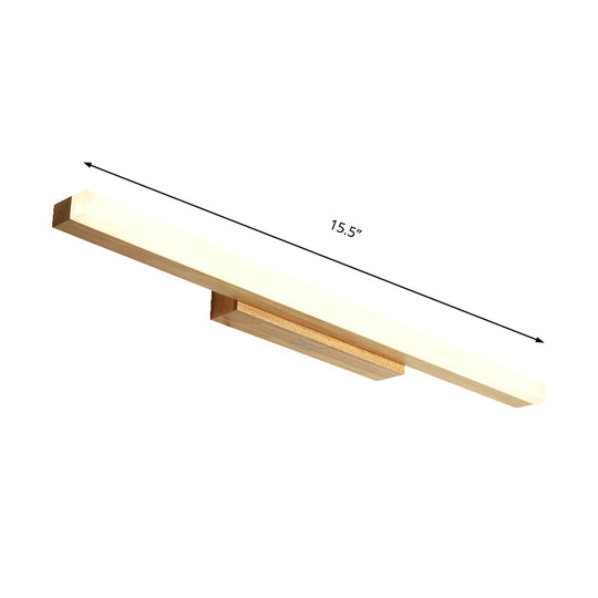 Modern Wood Linear Vanity Led Light In 3 Sizes With White Or Warm Option