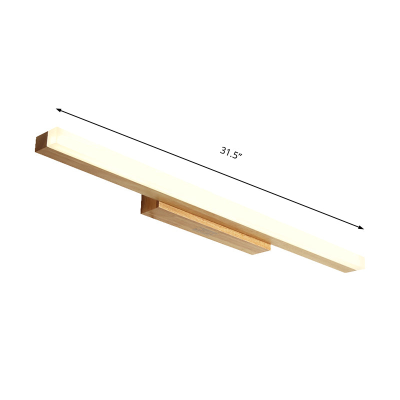 Modern Wood Linear Vanity Led Light In 3 Sizes With White Or Warm Option