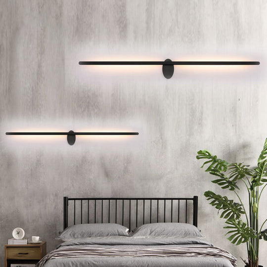 Contemporary Led Wall Sconce - Slim Metal Design With Natural Light 21.5/28/36 Width Black Finish