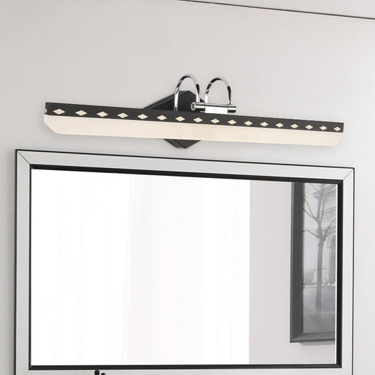 Modernist Acrylic Linear Led Vanity Wall Sconce - 15/19/23 Wide Black/White Curved Arm Natural Light