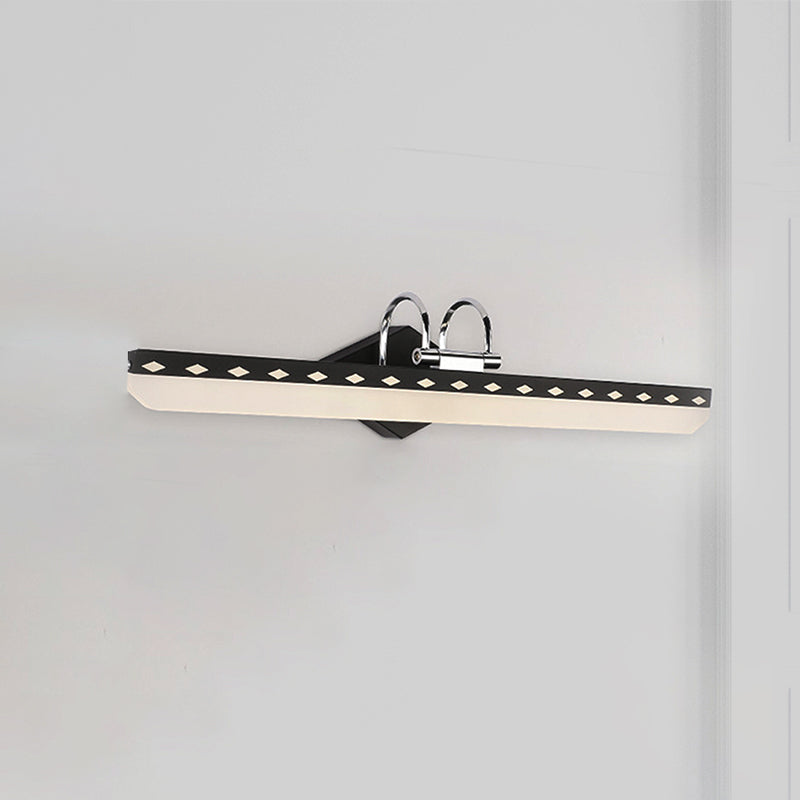 Modernist Acrylic Linear Led Vanity Wall Sconce - 15/19/23 Wide Black/White Curved Arm Natural Light