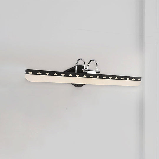 Modernist Acrylic Linear Led Vanity Wall Sconce - 15/19/23 Wide Black/White Curved Arm Natural Light