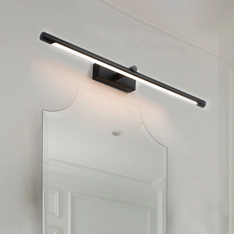 Modern Metal Vanity Wall Sconce With Led Lighting White/Black Finish In Various Widths And Light