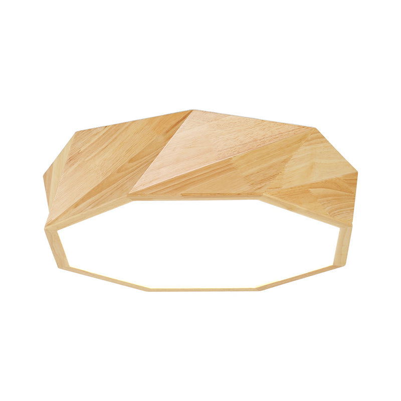 Plafonnier LED moderne en bois beige avec diffuseur en acrylique - Luminaire encastré géométrique