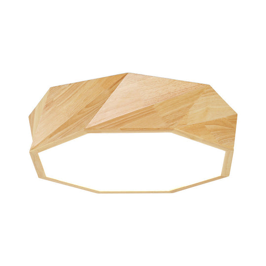 Plafonnier LED moderne en bois beige avec diffuseur en acrylique - Luminaire encastré géométrique