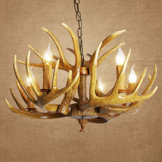 Deer Horn Chandelier Pendant Light For Classic Living Room Decor 6 / Beige Shadeless