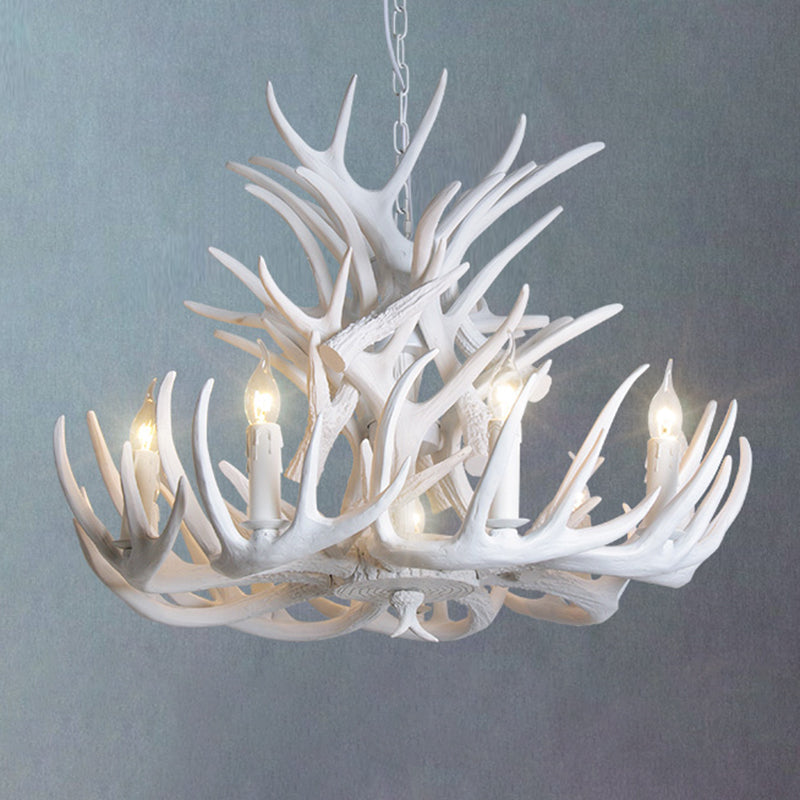 Deer Horn Chandelier Pendant Light For Classic Living Room Decor 9 / White Shadeless