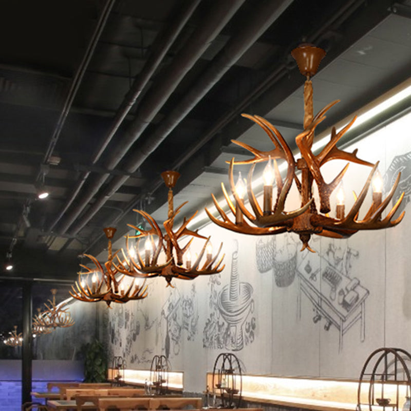 Resin Deer Horn Suspension Light - Traditional Chandelier For Restaurants