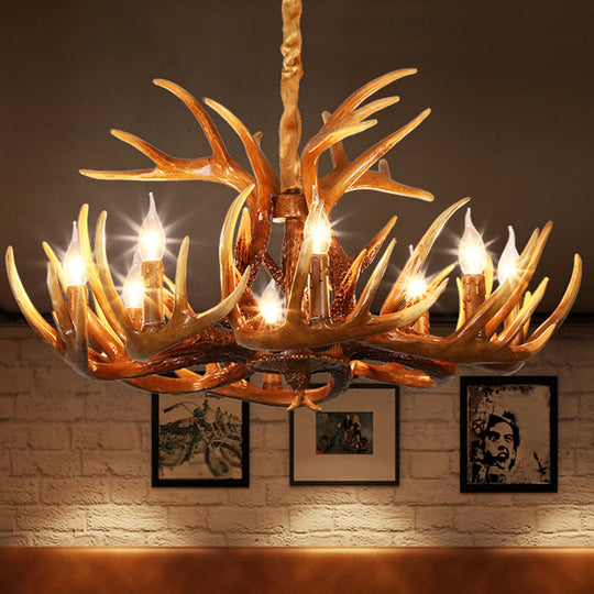 Resin Deer Horn Suspension Light - Traditional Chandelier For Restaurants