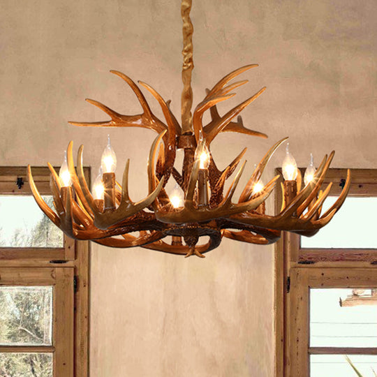 Resin Deer Horn Suspension Light - Traditional Chandelier For Restaurants