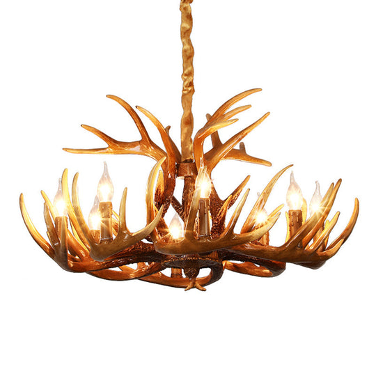 Resin Deer Horn Suspension Light - Traditional Chandelier For Restaurants