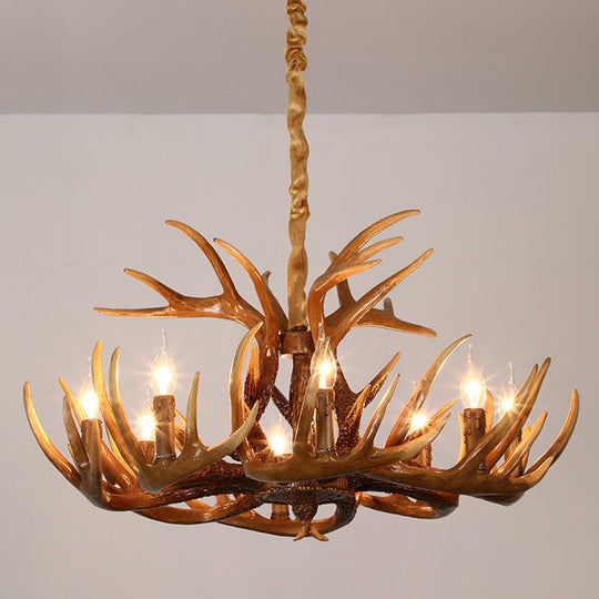 Resin Deer Horn Suspension Light - Traditional Chandelier For Restaurants 8 / Brown