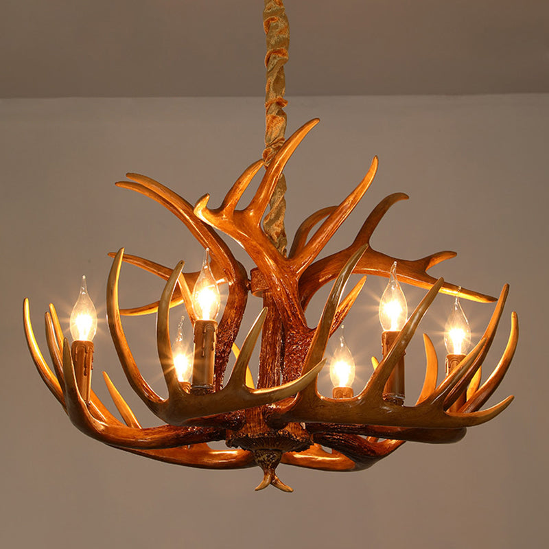 Resin Deer Horn Suspension Light - Traditional Chandelier For Restaurants