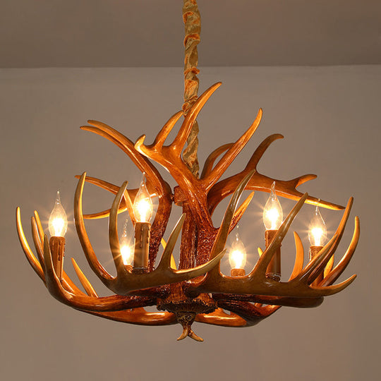 Resin Deer Horn Suspension Light - Traditional Chandelier For Restaurants