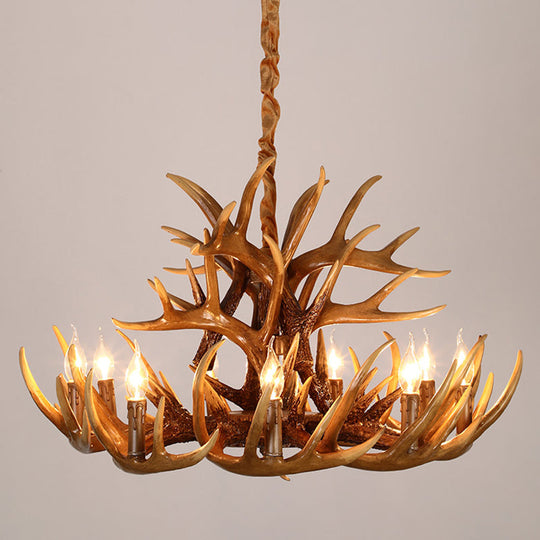 Resin Deer Horn Suspension Light - Traditional Chandelier For Restaurants