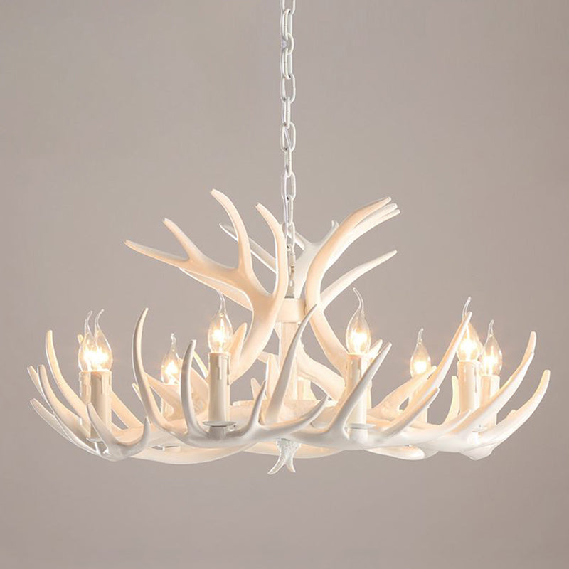 Resin Deer Horn Suspension Light - Traditional Chandelier For Restaurants