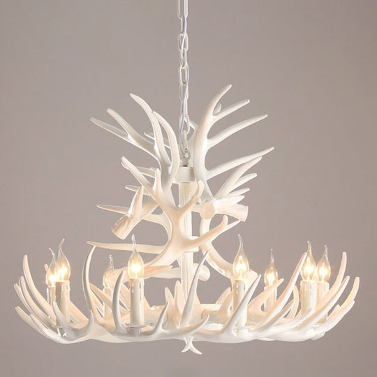 Resin Deer Horn Suspension Light - Traditional Chandelier For Restaurants